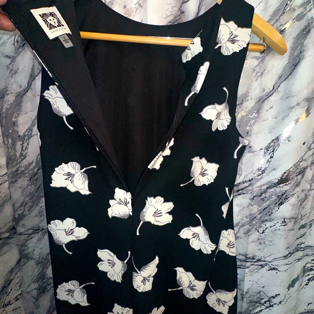 Anne Klein Black Mini Dress with White Floral Sleeveless Coastal Grandma 6 - Picture 4 of 12